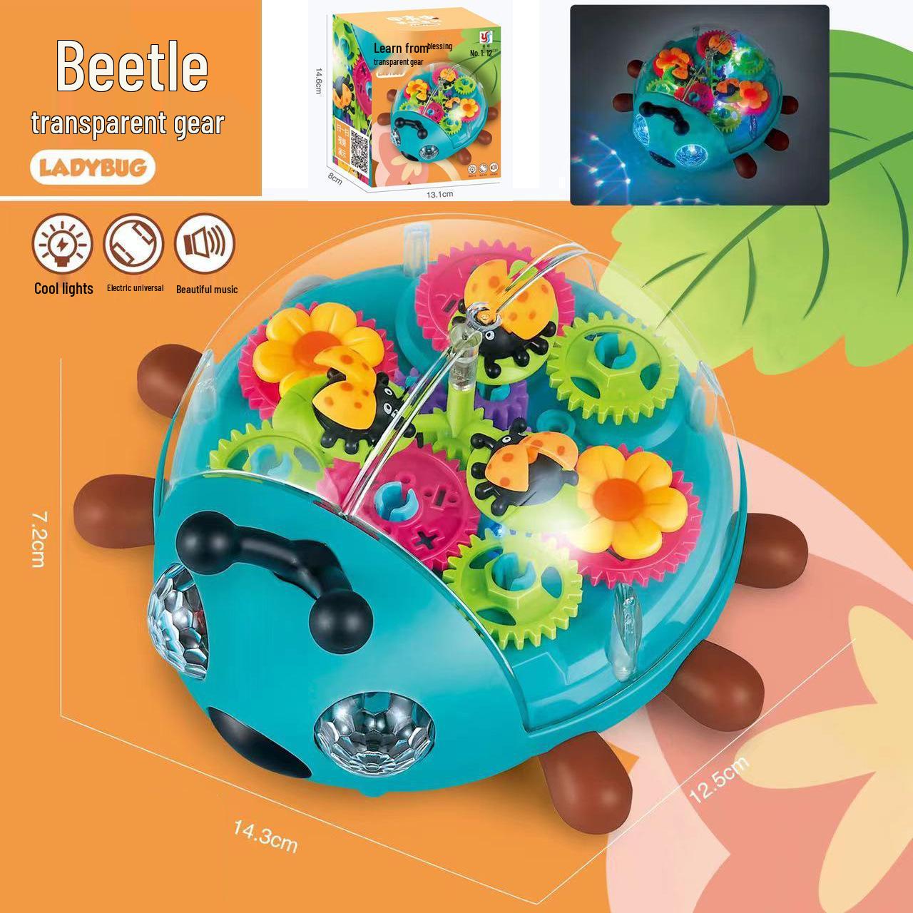Blue Transparent Beetle Electric Toy: Universal Driving, Luminous Children s Music Toy
