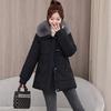 New Middle-aged Women's Cotton-padded Clothes, Thickened Medium and Long Large Fur-collared Cotton Clothes, Lapel Large-size Jackets In Autumn and Wi