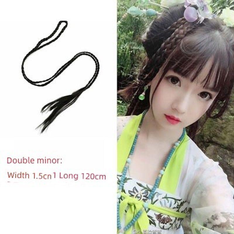 

Ancient Costume Wig Braid Cable Stitch Long Braid Bride Xiuhe Shape Thick Braid Republic of China Big Braid Kids Xinjiang Small Braid Double braid black width 1.5cm long about 120cm