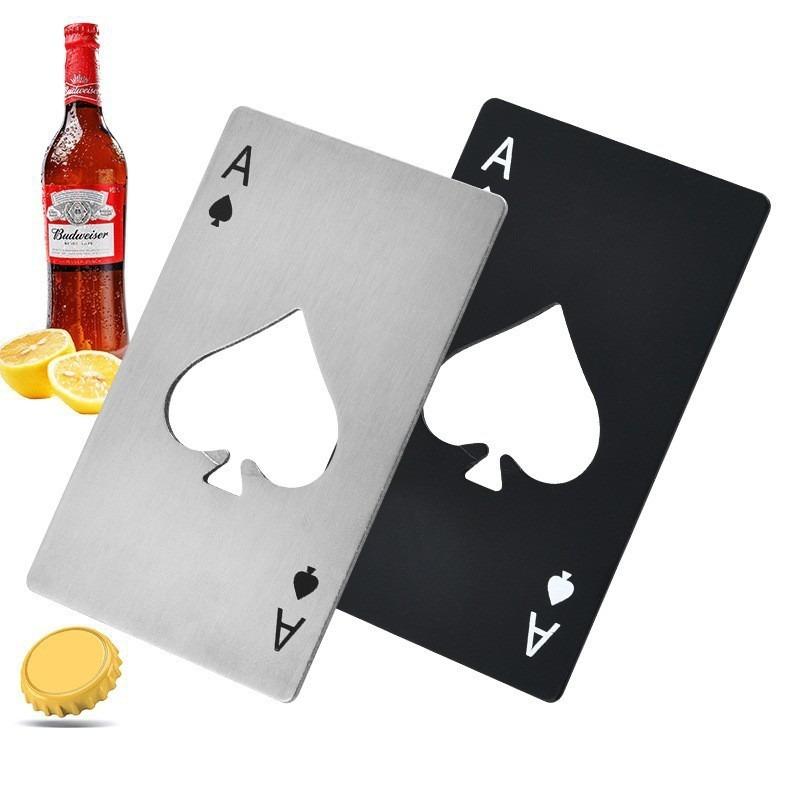 Creative and Interesting Stainless Steel Poker Shaped Beer Bottle Opener, Outdoor Hidden Poker Throwing Practice Small Object