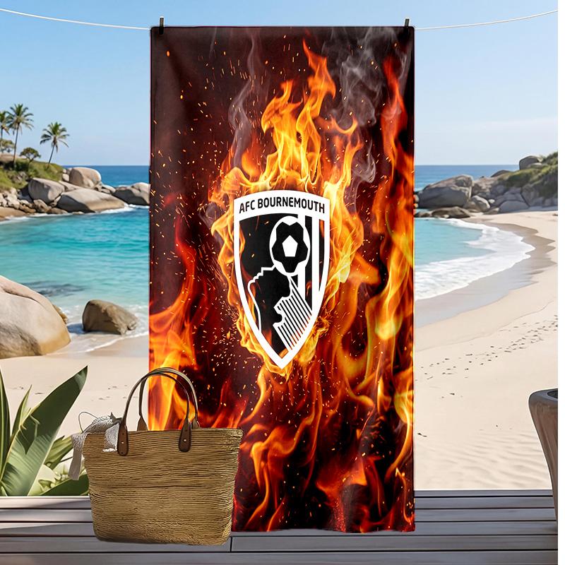 Toalla de Playa con Estampado de Fútbol del Bournemouth, Toalla Grande Suave de Secado Rápido para Playa, Camping, Natación