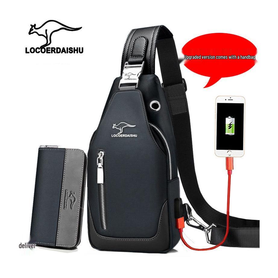 Men's Waterproof Oxford Cloth Crossbody Chest Bag - Korean Style, Trendy, Wear-Resistant, Single Shoulder Bag