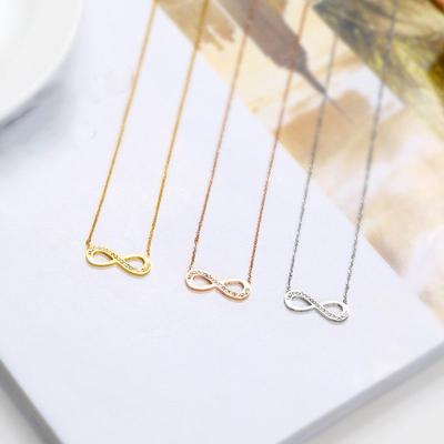 Necklace Hollow Figure 8 Inlaid Rhinestone Pendant Titanium Steel