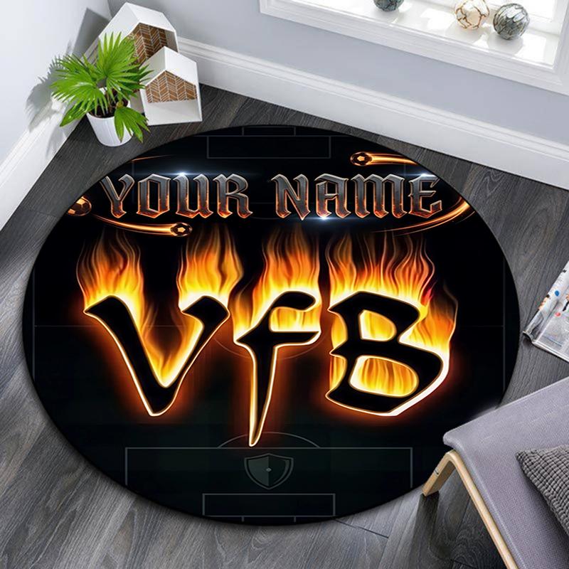Custom Name,VfB pattern round rug,Carpet Rug for Living Room Bedroom Playroom ,Non-slip Floor Mat,Holiday Gifts and Birthday Gifts.