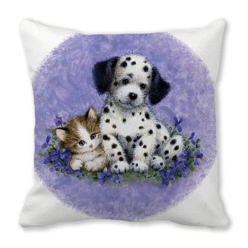 Home Decor Spring/Summer Pillowcase Animal Cat Dog Duck Sheep Print Cushion Cover Sofa Polyester  Funda De Almohada