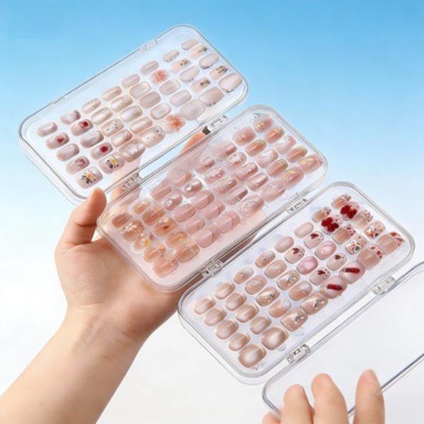 Portable Nail Clip Storage Box, Nail Art Collection Box, Three Fold, Transparent Dust-proof Nail Art Organizing Display Box