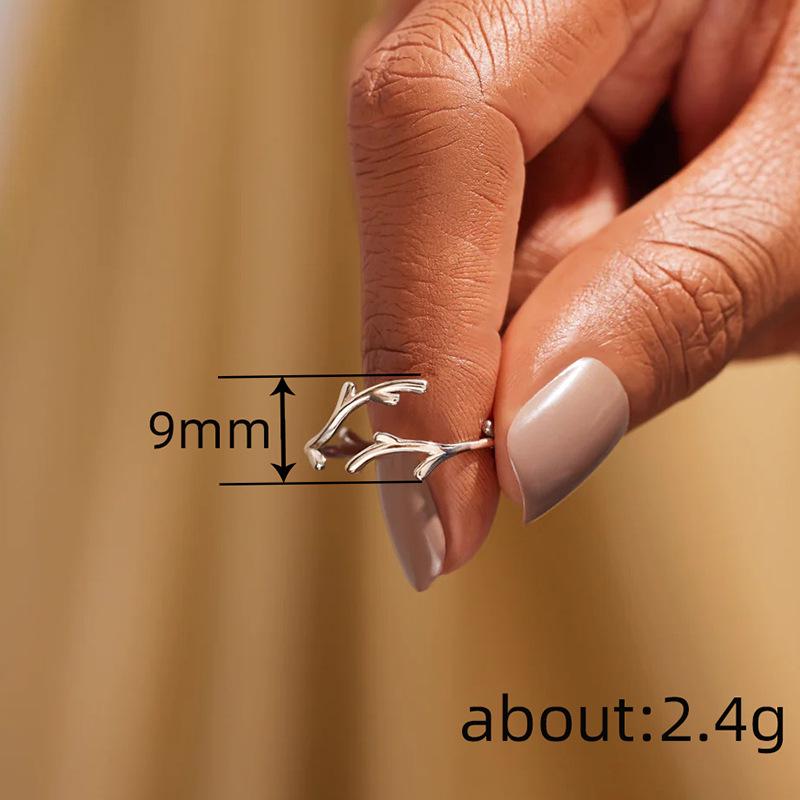 Cao Shi Minimalistischer Hirschgeweih-Ring für Damen - Trendiger Weihnachtsschmuck