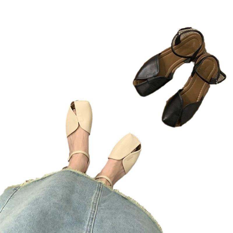 Baotou sandals women's 2025 new summer Korean version Mori retro fairy style casual soft flat Roman shoes