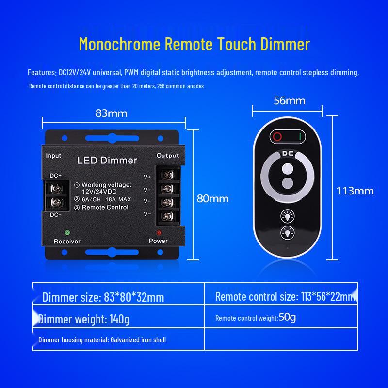DC 12V-24V 30A LED Dimmer Switch: Stepless Brightness Control Knob