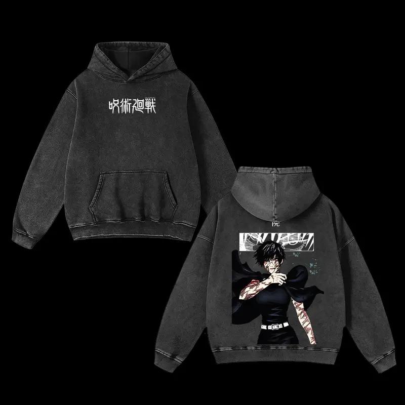 

Манга Jujutsu Kaisen Зенин Маки Принтованное Худи с Капюшоном Мужское Женское Хлопковое Худи с Эффектом Потертости Ретро Уличная Одежда Харадзюку Оверсайз Толстовка XXL чёрный