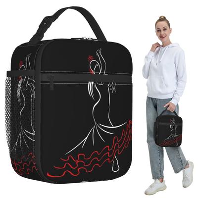 Spain Flamenco Dancer Front Insulated Lunch Bag for Women Office Cooler Thermal Food Box Tote Portable Lunch Boxes Container