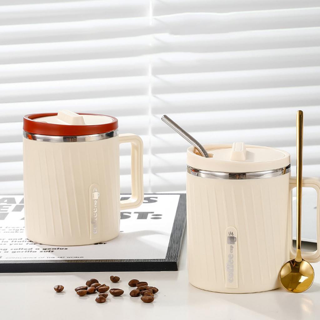 500Ml Portable Insulated Coffee Mug With Handle Leak-proof Double-layer Water Cup Large Capacity 304 Stainless Steel Coffee Cup