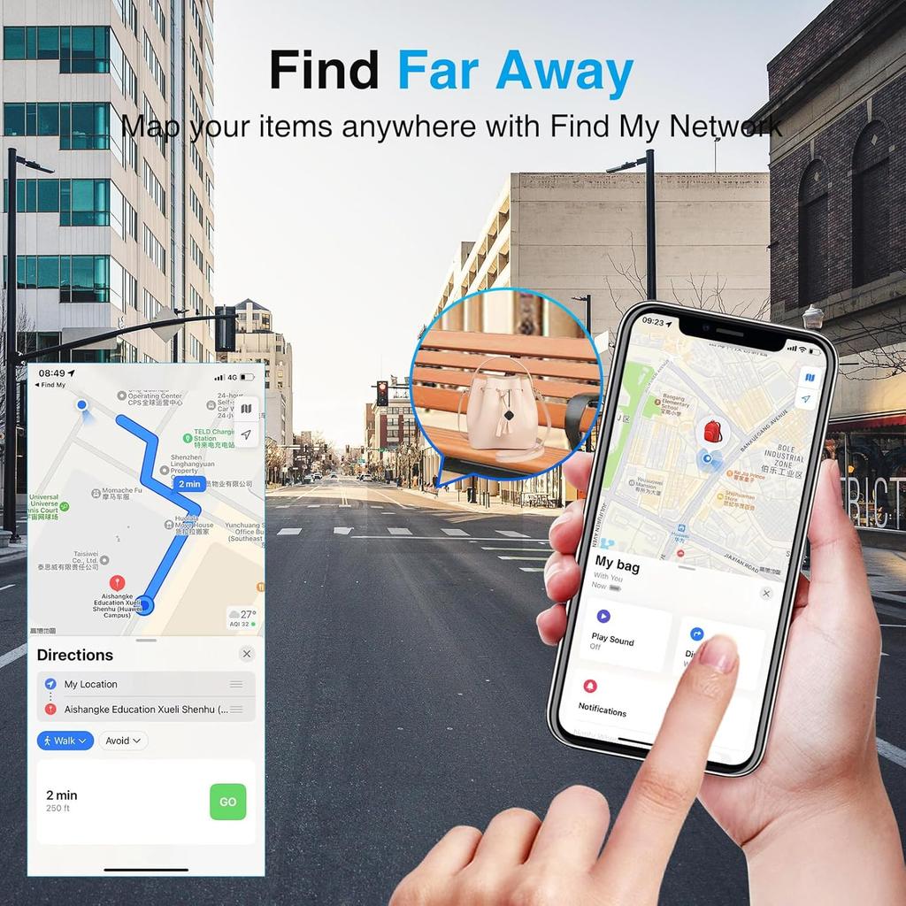 Tags-2 Pack Air Tracker, Key Finders and Item Finder Locator with Sound, Smart Tag Bluetooth Trackers Compatible with Apple Find My (iOS Only),
