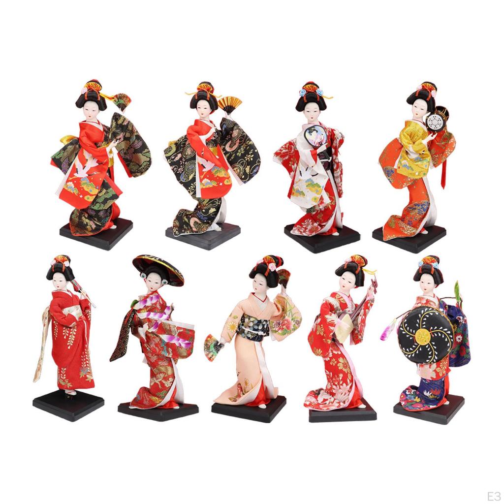 Ethnic Japanese Geisha Doll Collectible Figurine Female Statue Kimono for Home Office