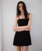 Rose Franz Tweed Ribbon Tie Mini Dress [Black]