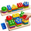 Montessori Geometric Stacking Rings Puzzle Toy for Intellectual Development In Children Aged 0-3