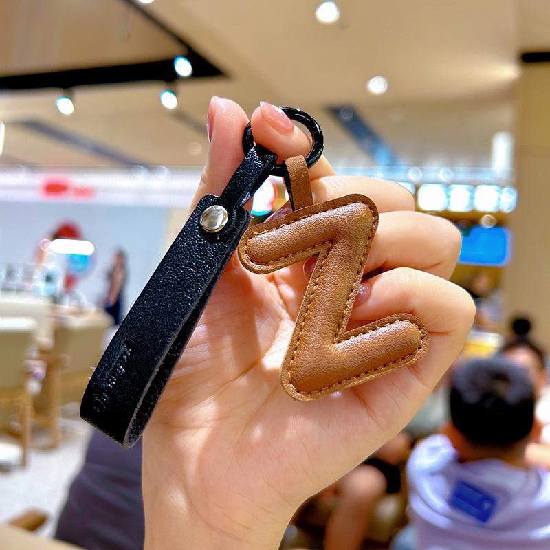 Customizable Leather Letter Keychain Pendant for Girls and Couples