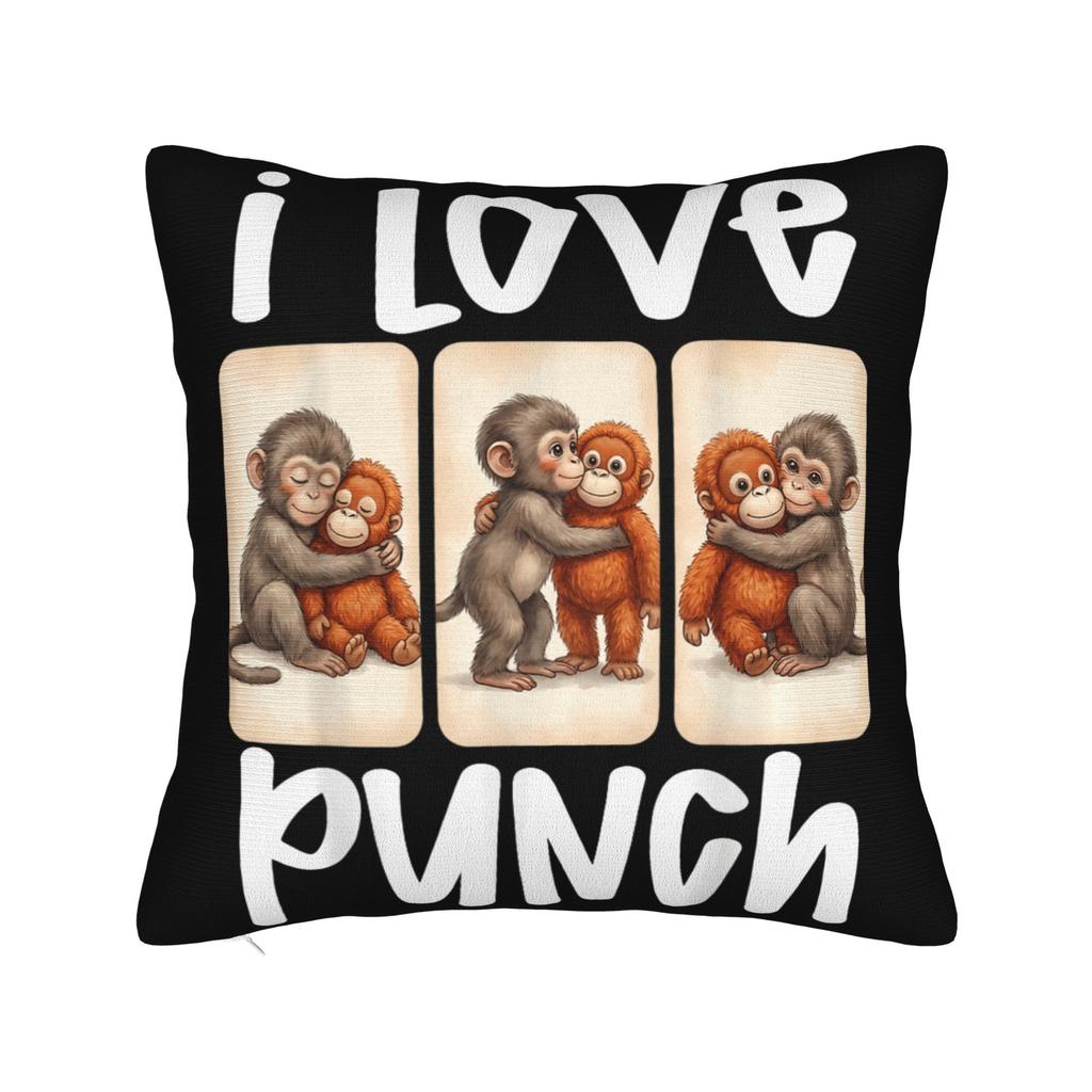 Adorable Cute Baby Monkey Punch Pillow Cover Vintage Pillow Case For Sofa Car Home Decor Graphic Pillowcases Gift Idea