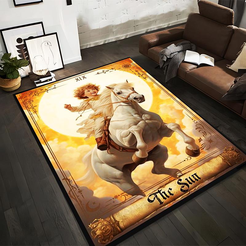 

Tarot Style Carpet The Sun Card Child Riding Horse Golden Design Suitable for use as an anti-slip for living room bedroom sofas 40x60cm( 15x23in )