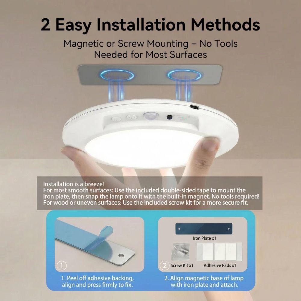 Motion Sensor Magnetic LED Ceiling Light Ajustable 3 Color LED Ceiling Light Closet
