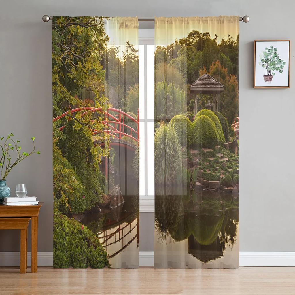 European Courtyard Tulle Sheer Curtains for Living Room Decoration Window Curtain for Bedroom Kitchen Voile Organza Drapes