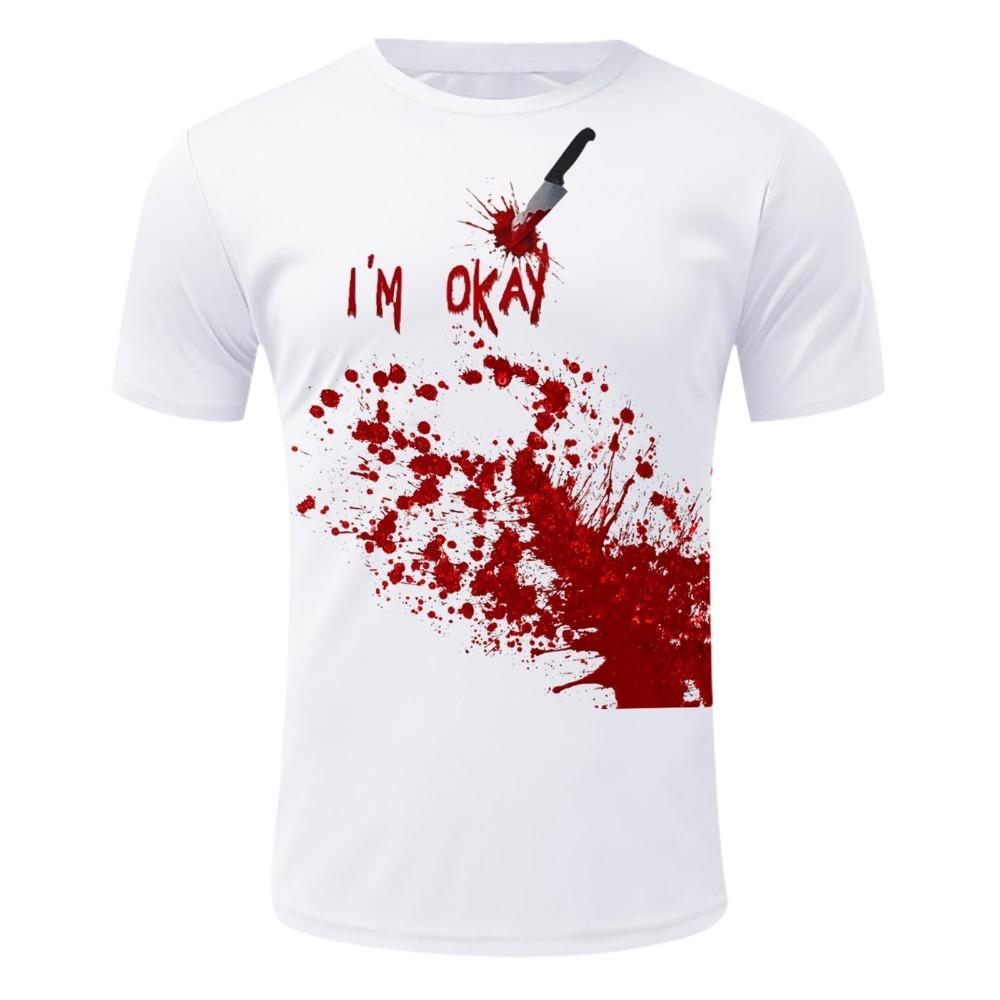 Sommer Briefe Blutiges Muster Gedruckt Herren Kurzarm Rundhals T-Shirt Atmungsaktiv Leicht Party Oberteil Damen T-Shirts Kleidung