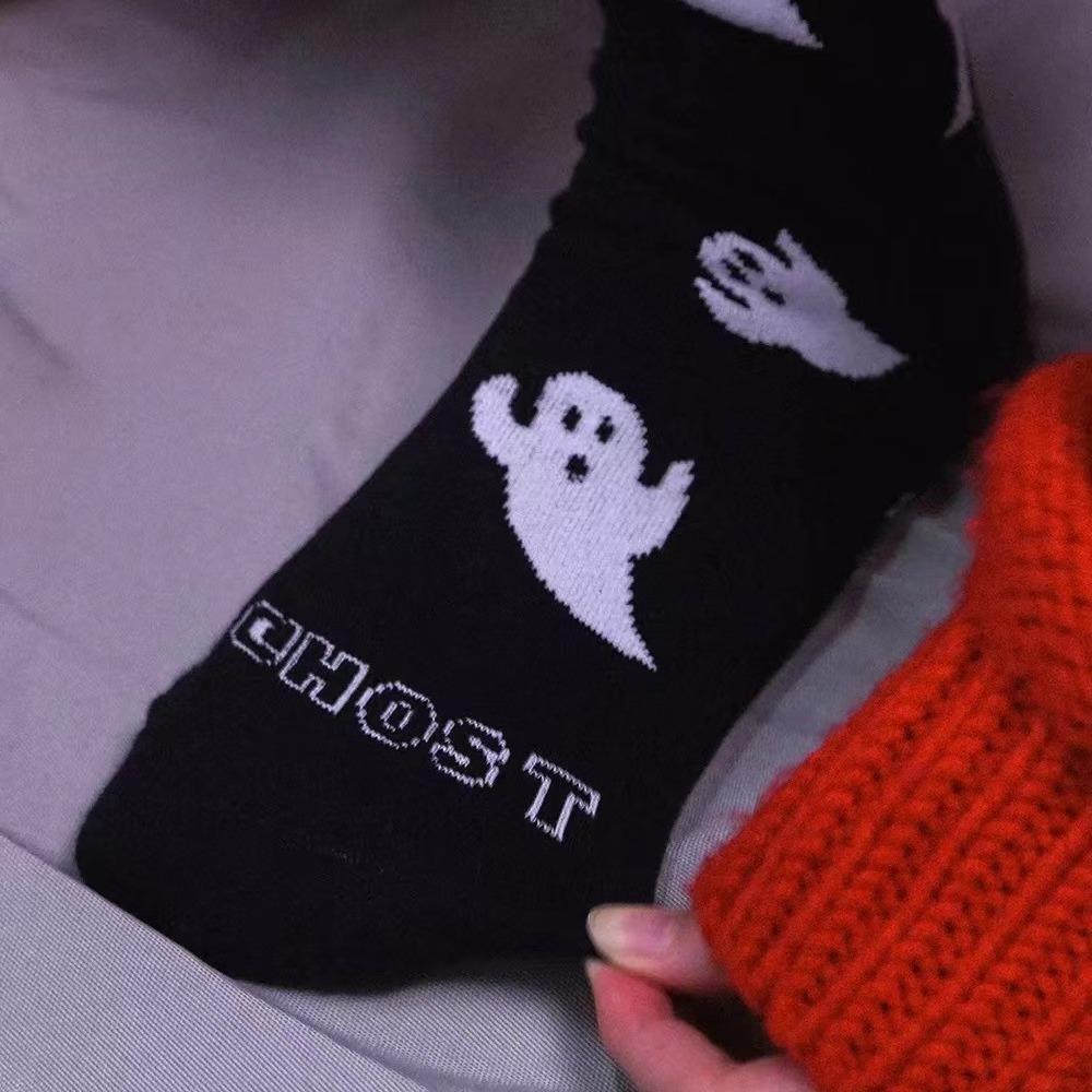 Funny Cosplay Middle Tube Socks Ghost Print Snow Boot Socks Trendy Couple Socks  Winter