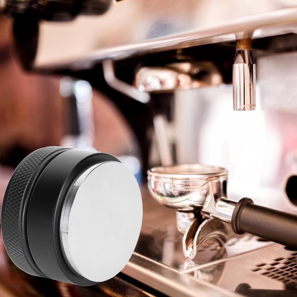 Height Adjustable Stainless Steel Coffee Tamper Distributor Tamping Tool for Home Office58mm Black Flat Bottom