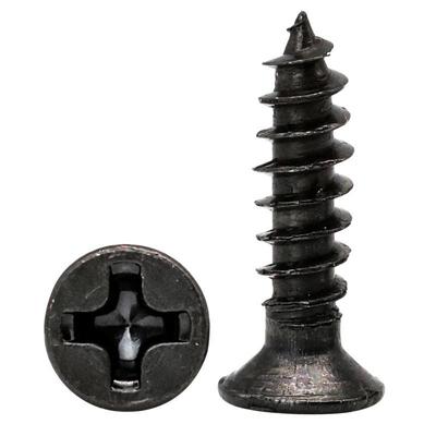 Schwarze Kreuzschlitz Senkkopf Selbstschneidende Kohlenstoffstahl Schrauben (Flachkopf) - M2/M3/M4
