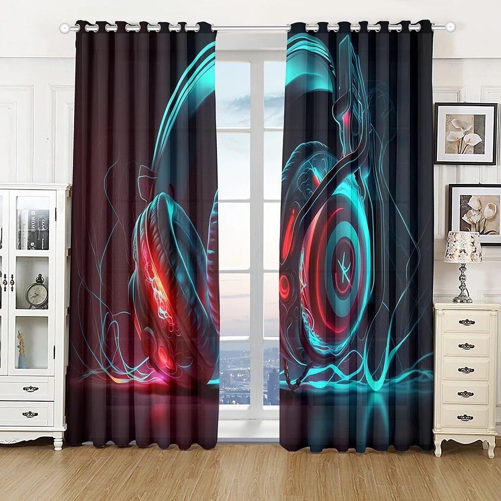 

2 шт. розовые кошачьи уши, прозрачные шторы с принтом пшеницы, гостиная, игровая комната, спальня, многосценная полиэстеровая занавеска с карманом W50xH130(CM)x2PCS-Grommet Top