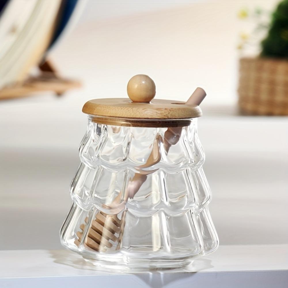 Clear Honey Container with Lid Syrup Storage Box Exquisite Tree Shape Honey Jar  Bar Counter