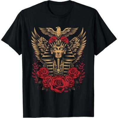 Egypt Ancient Pharaoh with Roses Sphinx Egyptian T-Shirt(8)