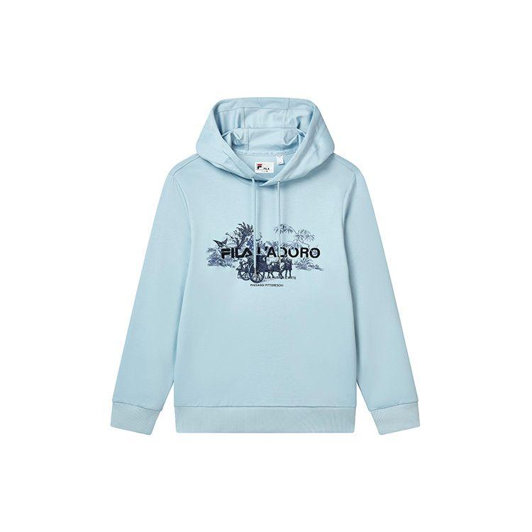 Fila Casual Letter Print Knitted Hoodie Men hoodies Navy-Blue F11M238203F-LB