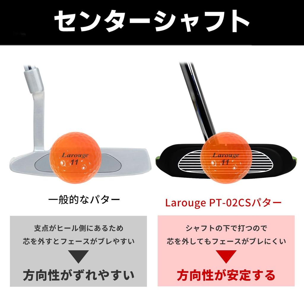 Copritesta Larouge Center 34 Pollici Vendita Diretta dal Produttore Negozio di Golf [Mancino/Impugnatura Extra-spessa] PT-02CS Putter, Tipo Mallet, Shaft, Incluso,
