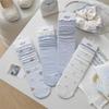Girl's Light Blue Bow Bear Socks - Spring/Summer Thin Japanese Cotton Mid-Calf Socks