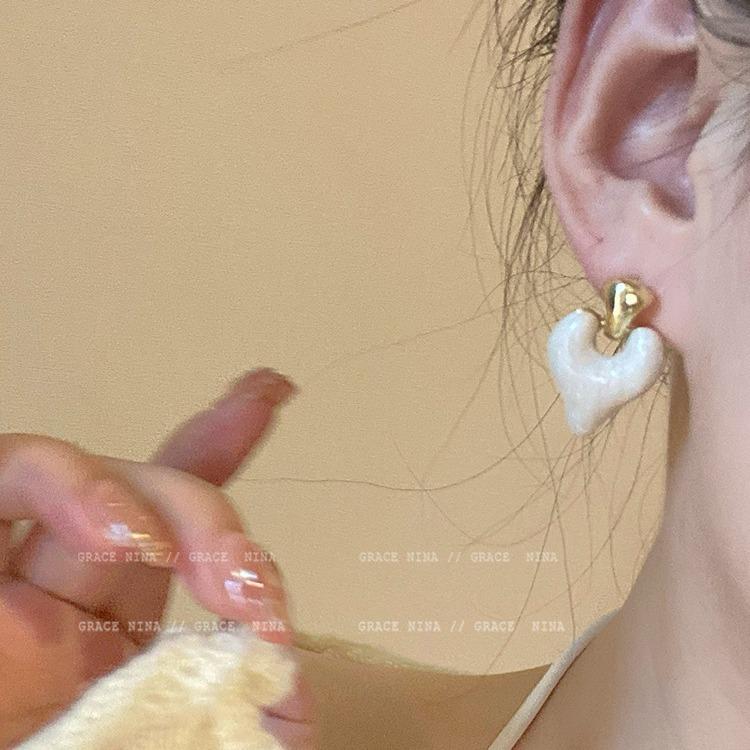 Romantic~ drip glaze love earrings women's summer temperament advanced sense niche stud earrings new trendy