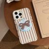 Stripe Magnetic Suction 16 Transparent for IPhone17promax Phone Case for13 Bow Rotating Bracket 14 Soft 11