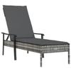 Sun Loungers (2 pcs) with Table and Cushions Grey Poly Rattan