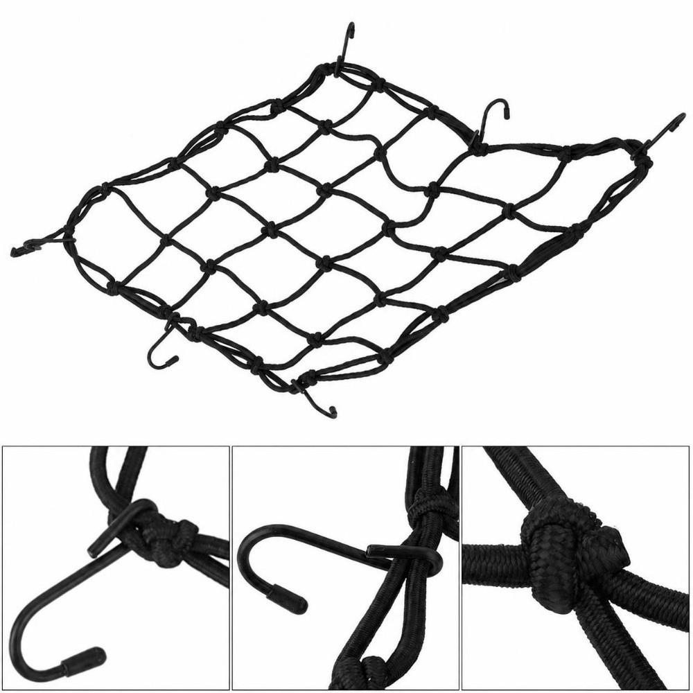 3PCS Elastic Rubber Rope Motorcycle Cargo Net 11.8 X 11.8 Inch Helmet Cargo Net  Gear Carrying