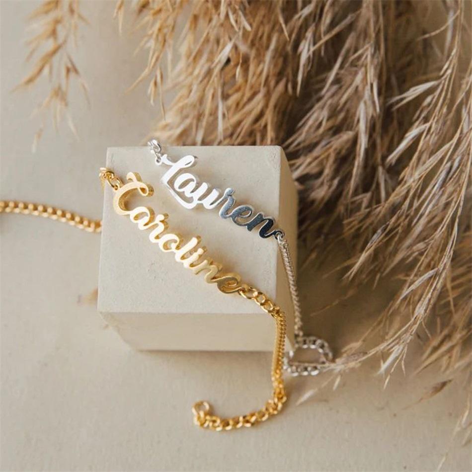 EManco Gold Plated Personalized Letter Customized Name Cuban Bracelet for Women 316 Stainless Steel Trendy Jewelry Gift