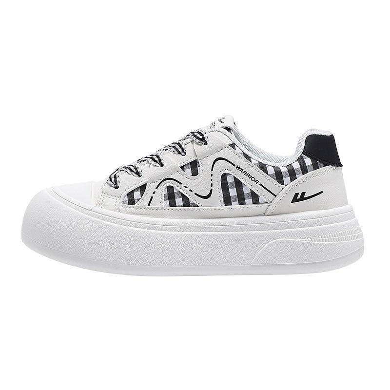 Lemon Yellow Thick Baseplate Shoes Versatile Lace-up Plaid Comfortable Big Head Shoes Cute Casual Autumn Women's Shoes