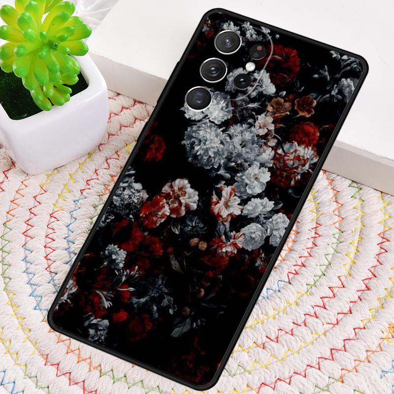 Midnight Floral Silicone Phone Case For Samsung Galaxy note 10 pro S26 S25 S24 S23 S22 S21 Plus S25Ultra Capa Cover