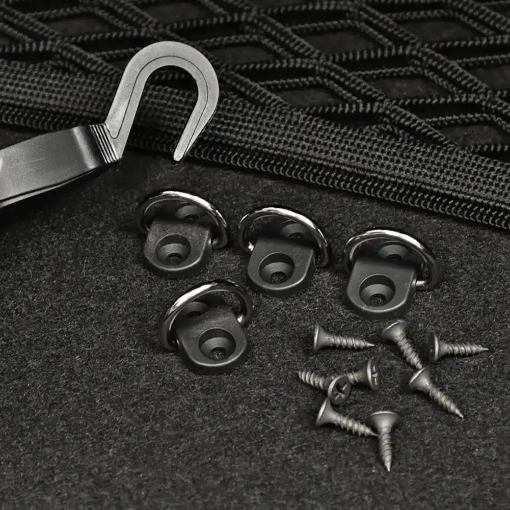 4X Rear Trunk Cargo Net Replacement Hooks Storage Organizer Tie Down Flat Retainer Ring Loop Hanging Mounting Clip Hardware Kit