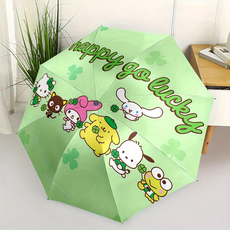 

Hello Kitty,Lucky Charms Automatic opening and closing folding umbrella with 8 rib frame and compact travel design,perfect for all occasio