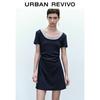 UR2026 Women's Casual Color-block Faux Two-Piece Short Sleeve Dress