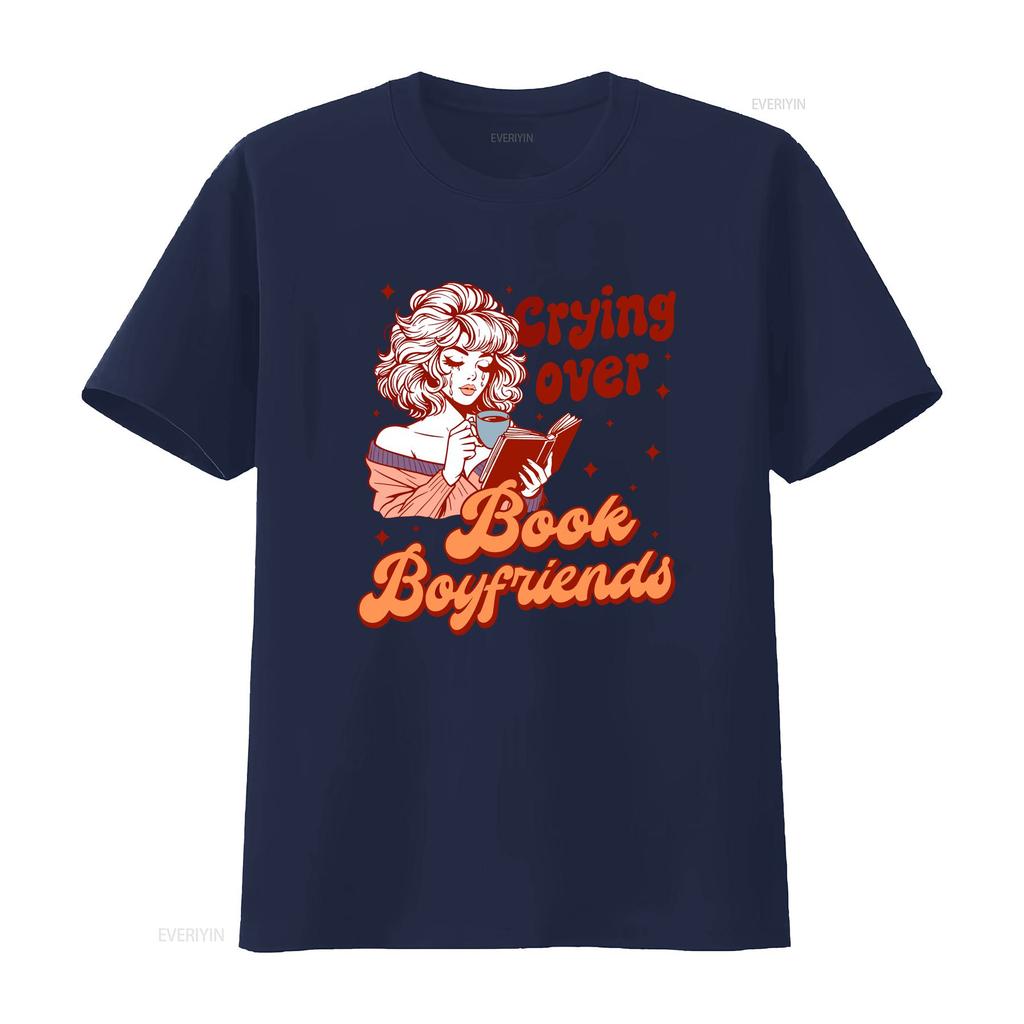 Reading Book Crying Over Boyfriends T Shirt Literary Bookish Lover Reader for Librarian vintage Washed Unisex graphic