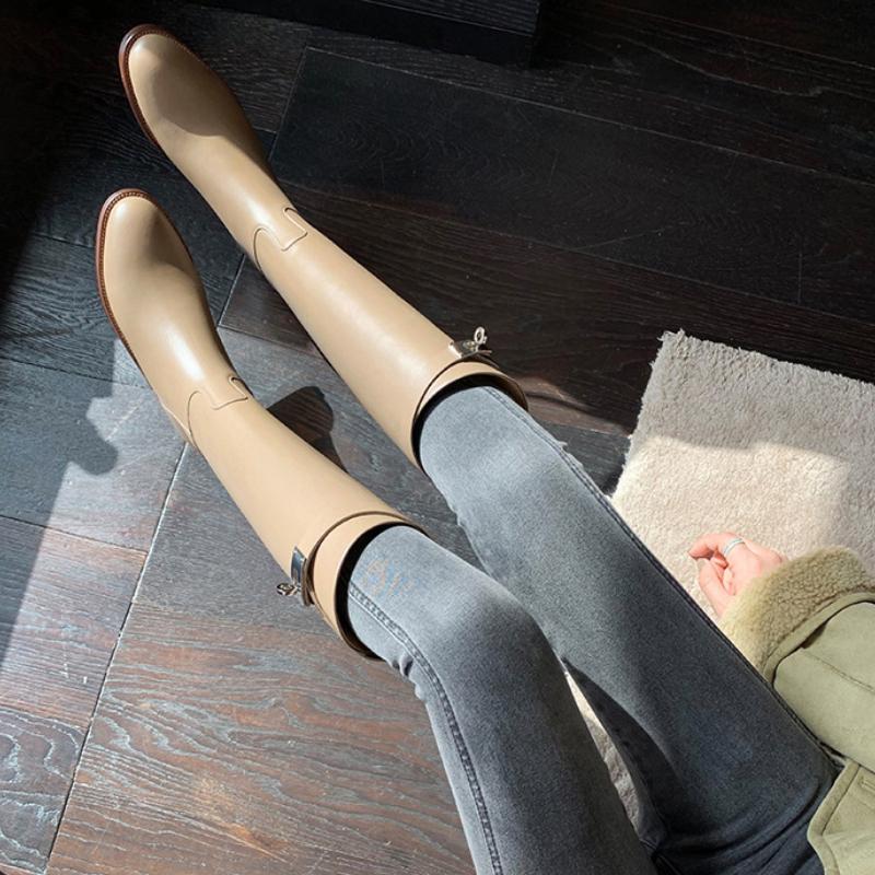 Autumn and Winter Fashion Boots Pointed Thick-heeled Knight Boots Mid-high Boots Women