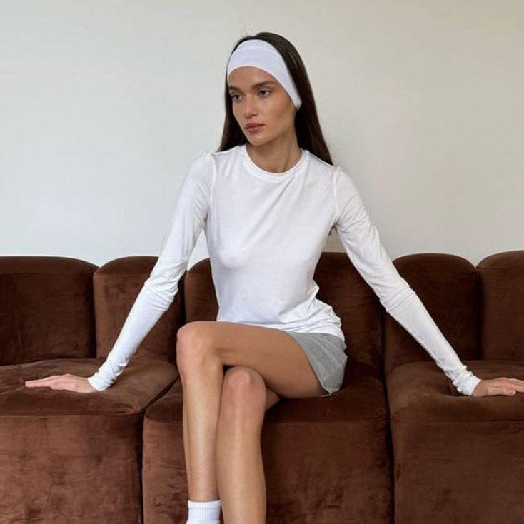 

Женская элегантная футболка с круглым вырезом, женский шикарный облегающий пуловер, повседневные мягкие футболки, женские топы, одежда для девочек, топы ярких цветов One Size белый