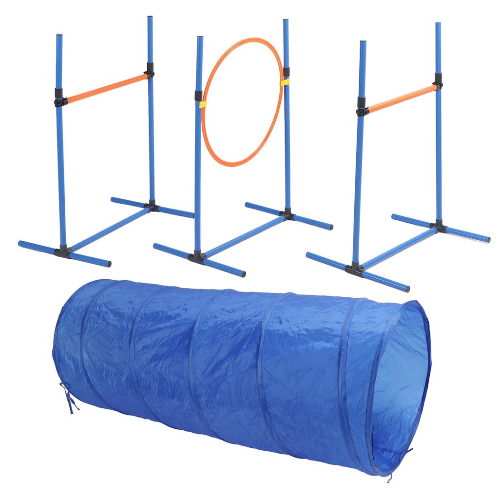 Dog Agility Training Equipment Collapsible Tunnel Jump Ring Poles Dog Obstacle Training Kit for Yard Outdoor