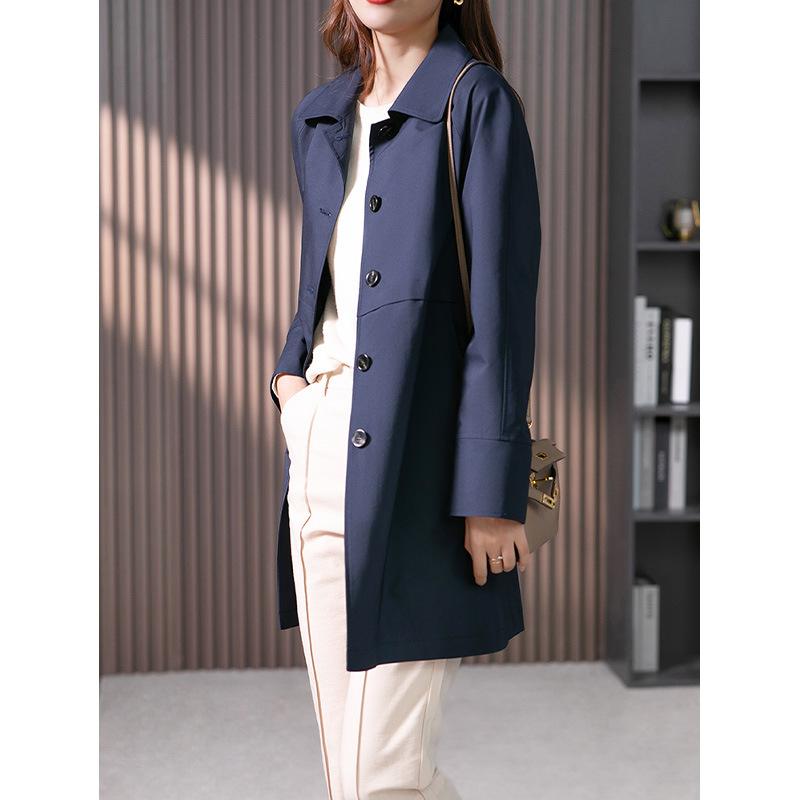Temperament trench coat women's medium and long spring new high-end thin straight jacket